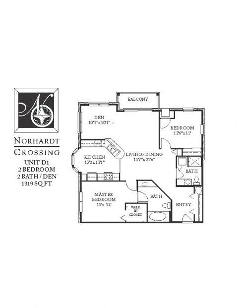a floor plan of a house with two bedrooms and two baths